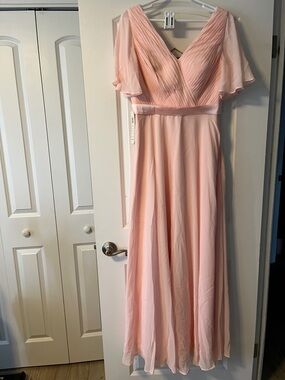 Elegant Pink Chiffon Bridesmaid Dress